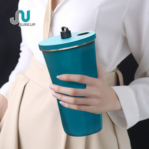 Tazas personalizables de doble pared de acero inoxidable tazas aisladas de viaje café <span class=keywords><strong>taza</strong></span> térmica vaso con pajita - Product Image 3