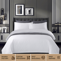 Parure de lit d'hôtel de luxe 300TC 100% coton, housse de couette, drap plat et taie d'oreiller doux et blancs pour grossistes en linge d'hôtel