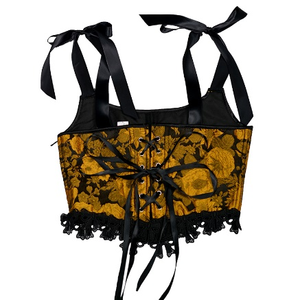 Top corsé de mujer estilo medieval renacentista con lazo, encaje y tirantes anchos, lencería de corte, faja moldeadora - Product Image 4