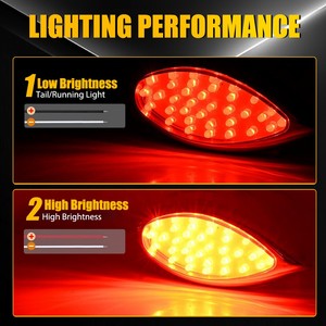 2 luces traseras LED rojas en forma de lágrima para camión y remolque, con función de freno, direccional y estacionamiento. - Product Image 2