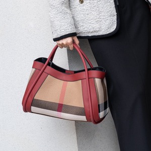 Borsa a Tracolla Grande da <span class=keywords><strong>Donna</strong></span> in Pelle Bovina di Alta Qualità con Materiale in Tela, Motivo a Quadri Colorato - Product Image 2