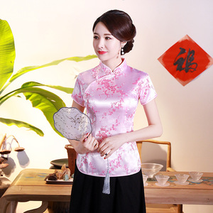 <span class=keywords><strong>Camisa</strong></span> Tradicional China Vintage para <span class=keywords><strong>Mujer</strong></span>, Talla Grande, <span class=keywords><strong>Cuello</strong></span> Alto, Estilo Cheongsam, Blusa Tang - Product Image 3