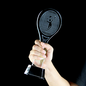 Balles de tennis vierges en forme de <span class=keywords><strong>raquette</strong></span> de tennis en cristal bon marché Trophy Awards - Product Image 6