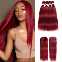 Lot de Cheveux Humains Bruts Brésiliens 99J Bourgogne Lisses, 40 Pouces, Vierge, Cuticules Alignées, Vente en Gros, Fournitures Scolaires, Échantillon Gratuit