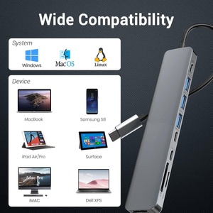 Hub USB C 9 en 1 avec sortie HDTV 4K 30HZ, USB 3.0, USB 2.0, lecteur de carte SD/TF, station d'accueil Type C 100W PD pour <span class=keywords><strong>MacBook</strong></span> - Product Image 6