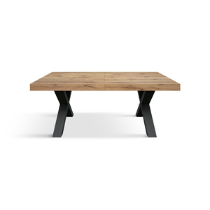 Extendable <b>Rustic</b> Oak <b>Dining</b> <b>Table</b> 180x90 With Black Crossed Legs Indoor Use - Product Image 3