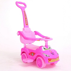 Pink Cartoon Push Walker Toy Car For Toddlers 1-3 Years Musical Ride On Vehicle With Steering Wheel And Handle - Product Image 1