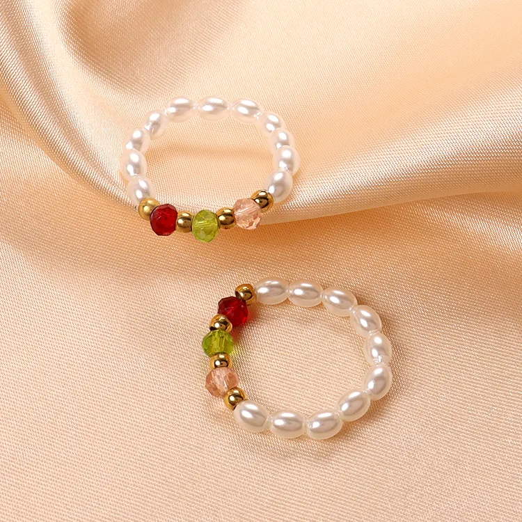 Regenboog Sieraden Rekbare Parel Ring Handgemaakte Kleurrijke Kralen Ring Kraal Verstelbare Ring Mode Ontwerper