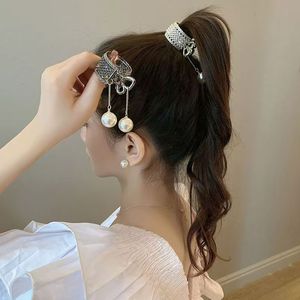 Clip à cheveux en métal avec perles et pompon <span class=keywords><strong>magique</strong></span> pour queue de cheval haute, boucle fixe à l'arrière de la tête, <span class=keywords><strong>pince</strong></span> à cheveux, accessoire de coiffure - Product Image 1