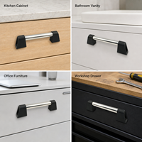 Poignée de tirage en tube rond en acier inoxydable noir avec support pour armoire de cuisine, tiroir, porte coulissante et mobilier