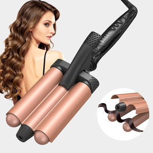 Rizador de pelo giratorio LED de 3 barriles de cerámica profesional <span class=keywords><strong>con</strong></span> calentador PTC 3 Ajustes de temperatura y calentamiento rápido - Product Image 1