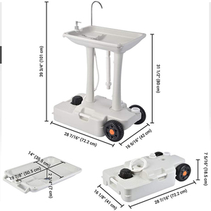 HOMFUL-soporte portátil para lavado de manos, estación de lavado de manos para <span class=keywords><strong>Camping</strong></span>, bomba de pie de HDPE, tanque de agua - Product Image 2