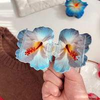 Pince à cheveux tendance pour la plage, motif fleur d'hibiscus, en plastique, accessoires capillaires hawaïens pour femmes