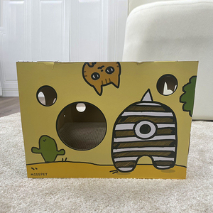 UFBemo Eco Papelão Bonito Pet <span class=keywords><strong>Scratcher</strong></span> Casa Removível Cat Shelter Grande Armazenamento Interior Cat Papelão Casa - Product Image 5