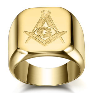 Freemason Logo <b>Cross</b> Stainless Steel <b>Ring</b> 18mm Men's Jewelry Gift Black Gold Color Options - Product Image 4