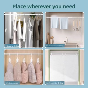 <span class=keywords><strong>Tringle</strong></span> à <span class=keywords><strong>rideau</strong></span> de porte rétractable sans perçage pour douche vêtements séchage cuisine suspendu garde-robe <span class=keywords><strong>Support</strong></span> poteaux à rideaux accessoire - Product Image 2