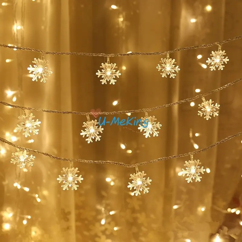 Snowflakes String Light LED Christmas Decor for Home Hanging Garland Christmas Tree Decor Ornament Navidad Xmas Gift New Year