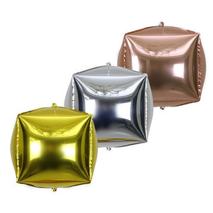 22 pouces 4D couleur unie Cube <span class=keywords><strong>film</strong></span> aluminium ballons carré quatre faces boule boîte-cadeau décoration de noël feuille ballon - Product Image 6