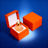 Boîte cadeau personnalisée pour flacon compte-gouttes d'huile essentielle de parfum recyclable avec emballage rigide, gaufrage et pelliculage mat orange