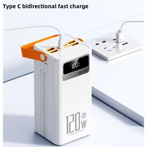 Портативный PD 22,5 Вт Быстрая зарядка 4 USB Type-C выходы с 2 кабелями цифровой дисплей светодиодные фонари большой емкости Power Bank 80000 мАч - Product Image 6