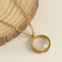 Lincy Nouveau Collier Cœur Transparent pour Femmes, Plaqué Or, Zircon, Creux, Chaînes en Acier Inoxydable, Bijoux Tendance