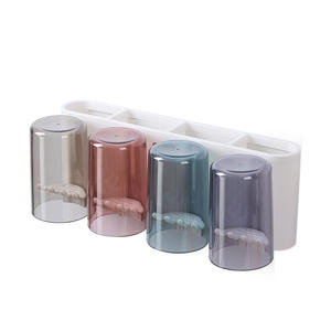 Ensemble de supports pour brosses à dents E1924, 4 pièces, fixation par ventouse, gain de place, rangement pour salle de bain, supports muraux sans perçage - Product Image 1