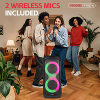 OEM/ODM Enceinte de 6,5 pouces pour DJ et fêtes en extérieur, RGB sans fil, double mode, 2 microphones, Microlab PT602W