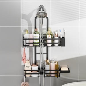 Organizzatore per Doccia in Metallo Nero con Portasapone, Supporto Appendibile per Doccia - Product Image 3