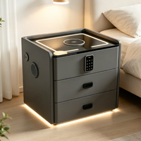 Table de chevet intelligente avec chargeur sans fil, verrouillage par mot de passe, haut-parleur Bluetooth, lumière LED, pour la maison et l'hôtel, vente en gros
