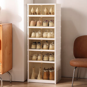 Organisateur de chaussures pliable carré, boîte de rangement en plastique pliable, boîtes transparentes, logo personnalisé, multifonctionnel, moderne - Product Image 5