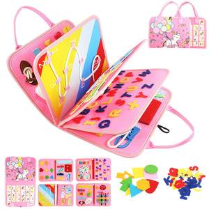 Tablero de Actividades de Fieltro, Juguete Educativo Montessori para Niños de 1 a 3 Años, Juguete de Aprendizaje Plegable, Juguete de <span class=keywords><strong>Terapia</strong></span> <span class=keywords><strong>Ocupacional</strong></span>, Diseño Portátil - Product Image 1