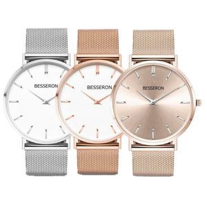 Montre de marque personnalisée tendance, OEM, montre minimaliste pour femmes, acier inoxydable 316L, quartz, bracelet en cuir, verre résistant à l'eau 3BAR - Product Image 1