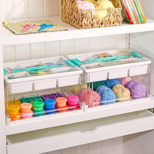 Organiseurs et boîtes de rangement transparentes 24QT avec plateaux de séparation amovibles, conteneur de rangement <span class=keywords><strong>pour</strong></span> fournitures artistiques, boîte de rangement <span class=keywords><strong>pour</strong></span> médicaments avec couvercle - Product Image 3