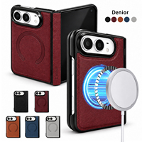 Étui de téléphone Apple DUO en cuir PU grainé Pandora avec support magnétique sans fil, anti-chute et découpes précises
