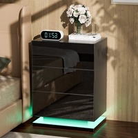 Table de chevet à LED de luxe légère à couleurs changeantes multiples avec rangement pour la maison ou l'hôtel