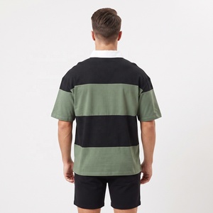 <span class=keywords><strong>Polo</strong></span> homme de haute qualité en coton pur, imprimé numérique, blocs de couleurs noir et vert, manches courtes, col blanc, logo personnalisé - Product Image 3