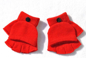 Guantes de invierno para niños, mitones convertibles para niños, guantes de medio Dedo de punto grueso con cubierta - Product Image 4