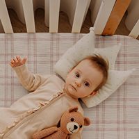 100% coton mousseline drap de berceau pour bébé 3 Pack Ultra doux respirant rose Plaid ours imprimé infantile berceau housse de matelas