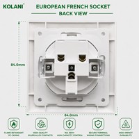 Prise murale française standard européenne Kolani, en PC blanc ignifuge avec obturateur de sécurité intégré, prise murale française à pince de terre