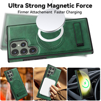Étui de téléphone de charge sans fil en cuir PU de luxe support de couverture arrière magnétique pour Samsung S22 S23 Plus S24 Ultra