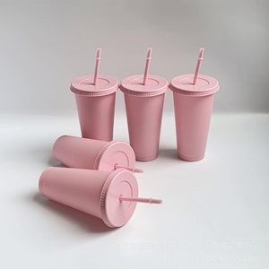 32Oz Plastic Water <b>Cups</b> With Direct Flowing <b>Straw</b> <b>and</b> <b>Lid</b> Simple Design for Back to School Camping Outdoor Activities - Product Image 3