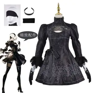 Cosplay NieR Automata YoRHa Nr.2 Typ B Spiel Outfit Anime Halloween Damenkostüm sexy schwarzes Kleid