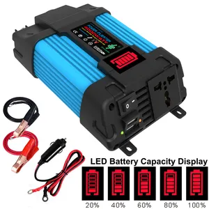 Transformador de voltagem de carro 6000w, inversor de potência de carro com led, conversor de 12v para 110/220v, inversor usb duplo para aparelhos de carro