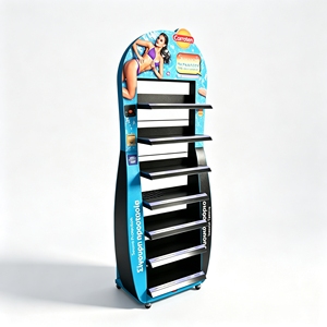 Metal Floor Display <b>Stand</b> With Casters Multi‑Layer Movable Retail Skincare Display Rack - Product Image 1