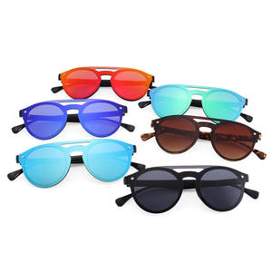 Gafas de Sol Redondas de Doble Puente Estilo Europeo Americano, Protección UV400, Lentes de PC, Moda Femenina, Viajes, Conducción - Product Image 1