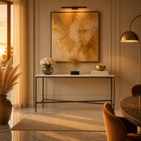 Table console élégante haut de gamme en marbre, avec base en laiton massif ou en acier inoxydable massif forgé à la main, pour villa et mobilier de maison