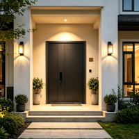 Porte d'entrée extérieure en verre de haute qualité, porte double battante en alliage d'aluminium pour villa avec serrure intelligente