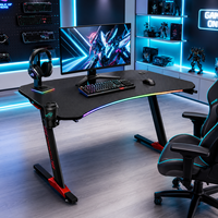 Aor Esports - Offre Spéciale - Bureau de Gaming d'Occasion pour Gamers avec Pieds Métalliques, Table de Jeu PC Racing avec Support Casque