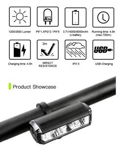 Veilleuse <span class=keywords><strong>VTT</strong></span> super lumineuse phare horizontal en alliage d'aluminium étanche 2600 <span class=keywords><strong>lumens</strong></span> 8000 mah batterie charge USB - Product Image 2