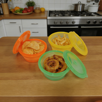 Contenitore per Pranzo Pieghevole in Silicone per Esterni con Coperchio, Adatto al Microonde, Resistente al Calore, Anti-Odore, per Campeggio e Conservazione Alimenti